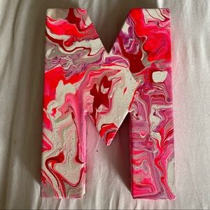 Hand painted marble texture canvas M initial